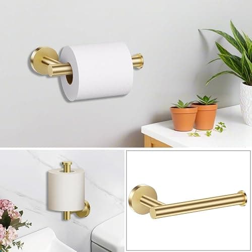 Brushed Gold Bathroom Accessories Set, 7 Pieces Gold Towel Bar Bathroom Hardware Set, 31.5 Inch Towel Racks for Bathroom, SUS304 Stainless Steel Bathroom Towel Holder Toilet Paper Holder Wall Mounted thumbnail 4