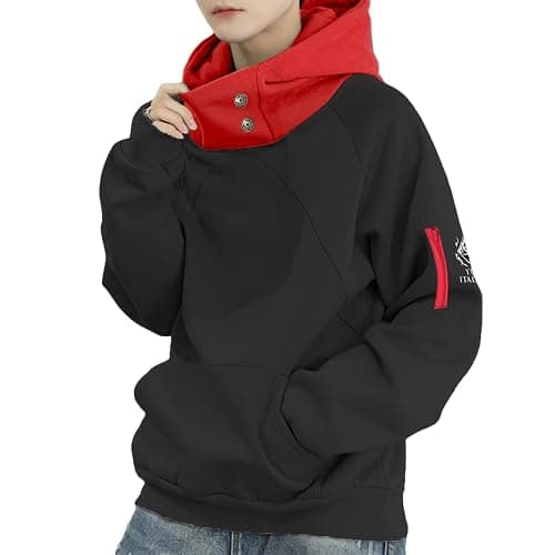 IOPBOT Unisex Anime Hoodie Cosplay Costume Men Black 3D Novelty Hooded Sweatshirt Pullover Jacket Outerwear Coat for Women (XL-Black) - Image 1