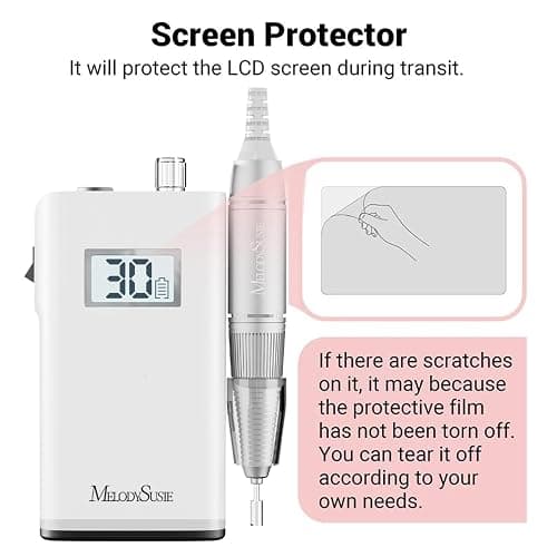 MelodySusie Entry-Level Clip-On Rechargeable Nail Drill, SC320H 30000RPM Popular Classic E-File with LCD Display for Manicure Shaping & Gel Removal, Perfect for Training, Nail Art Practice & Home Use thumbnail 7