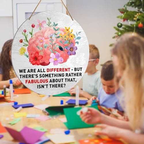 Muktoujaumai Mental Health Wall Decor, Autism Awareness Hanging Sign Decor Wall Decorations Sign for Therapy Office, Home, Classroom, Counseling Room, Gift for Autism Family Mom Therapist - Y2 thumbnail 5