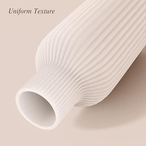 White Ceramic Flower Vase, Minimalist Modern Home Decor, Matte Finish Pampas Grass Vase for Table, Fireplace, Shelf, Mantel, Entryway and Centerpieces thumbnail 6
