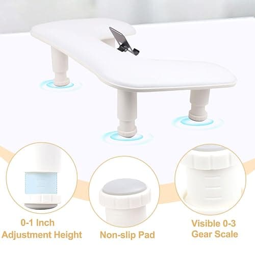 Arm Rest for Nails Tech with Adjustable Base,U shaped Comfortable Manicure Nail Hand Rest Stand Pillow Cushion for Acrylic Nail Art Tech(White) thumbnail 3