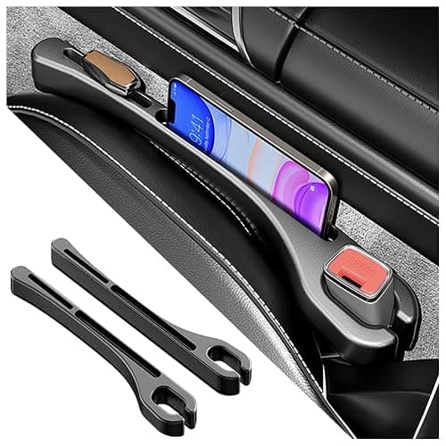 SSNNUU 2PCS Car Seat Gap Filler Organizer with Phone Holder,[Upgrade Version] Car Seat Gap Organizer for Prevent Falling,Essential Car Accessories Car Side Seat Gap Filler (Black) - Image 1