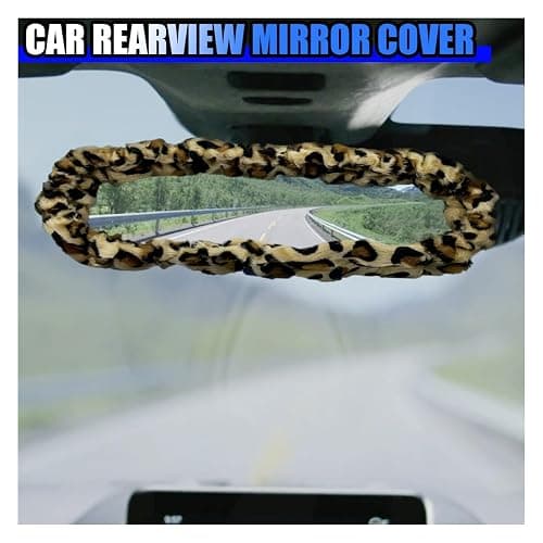 UHANBUT Soft Plush Car Rear View Mirror Cover, Cute Automotive Interior Mirrors Protector for Women, Universal Elastic Vehicle Rear View Mirror Decoration Accessories for Car, Truck (Leopard Print) thumbnail 5