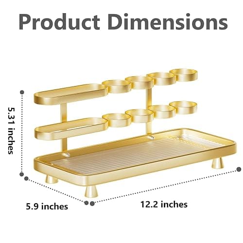 YOOLENS Electric Toothbrush Holder for Bathroom Countertop 5 Metal Slots Toothpaste Razor Mouthwash Organizer, Gold thumbnail 3