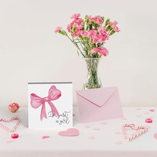 iRudyard Trendy Pink Bow Coquette Room Decor,Wooden Box Sign Desk Decor,Cute Preppy Stuff,Girly Wall Decor,Gifts for Girls Sister thumbnail 6