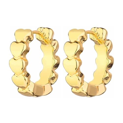 Wgoud Chunky Hoop Earrings Set 14K Gold Plated Hoop Earrings for Women Hypoallergenic, Thick Twisted Huggie Hoops Earring Set thumbnail 7