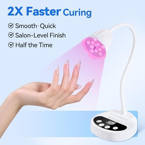 Makartt Flash Cure UV LED Nail Lamp for Gel-X Tips, Adjustable Gooseneck | 50 mW/cm² Cordless Rechargeable UV Light with Auto Sensor & 4 Timers & 10 Beads for Fast Gel Curing Home DIY Salon Use, White thumbnail 5