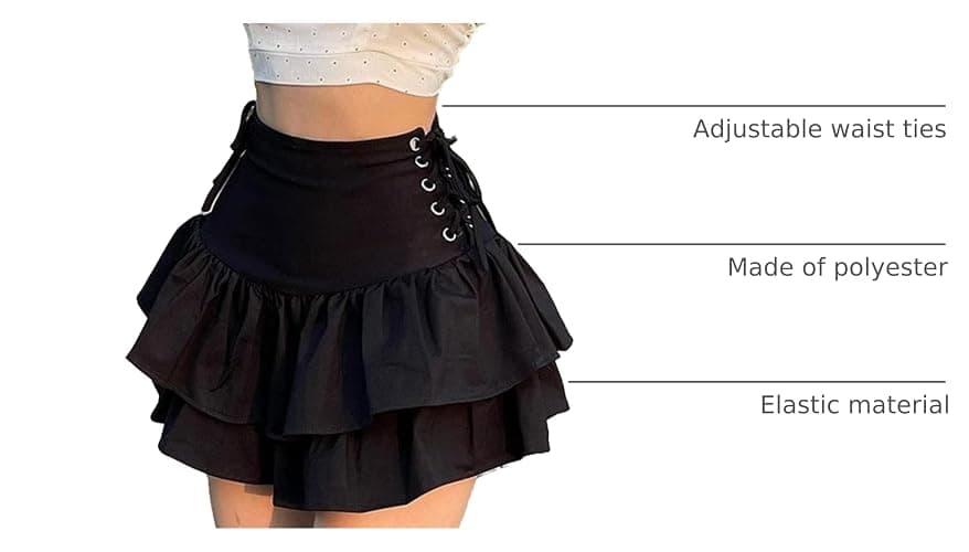 Women Gothic Skirt Fairy Grunge Aesthetic Mall Goth Mini Skirts 2000s E Girl Clothing Fluffy Ruffle Lace-Up thumbnail 4
