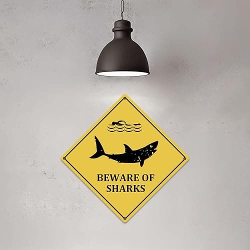 Beware of Shark Vintage Aluminum Sign 12 x 12 Inch, Shark Bedroom Decor for Boys Kids, Shark Gifts Decorations Poster Pictures Wall Art Stuff thumbnail 5