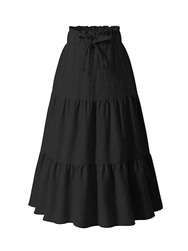 Seechoslo NEW 6-14Y Girls Tiered Maxi Skirt Boho Flowy A-Line High Waisted Casual Long Skirts for Beach Vacation - Image 1