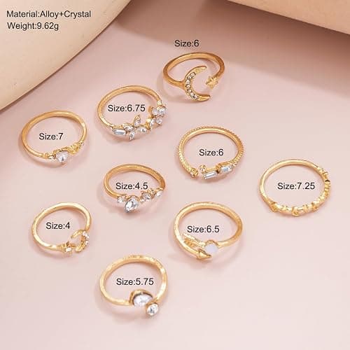 FUTIMELY Boho Retro Stackable Rings Sets for Women Knuckle Joint Finger Knuckle Nail Ring Sets Moon Stars Stack Preppy Statement Rings Cute Trendy Stuff Jewelry thumbnail 4