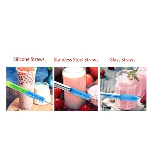 2 Pack Straw Cleaner Brush, Reusable Metal Handles Straw Cleaner Brush Extra Long for Stanley Mug 40, 30, 20 oz, 10mm Wide for Sippy Cup, Water Bottle and Tubes (Clear+Clear) thumbnail 5