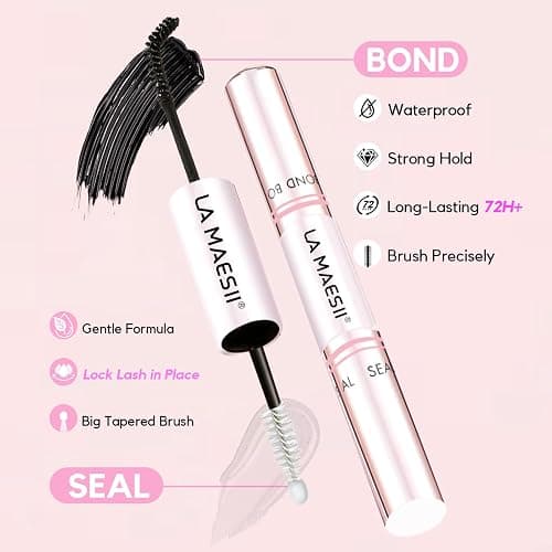 Lash Bond and Seal Remover Kit Waterproof Lash Cluster Glue with Strong Hold Eyelash Adhesive and Remover Non-Irritating Lash Glue Kit (10ML+5ML) thumbnail 2