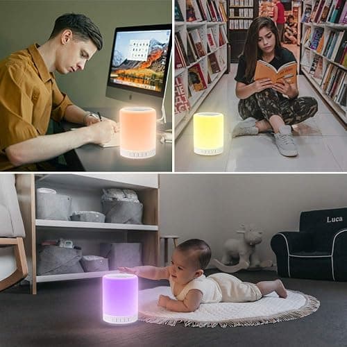 Elecstars Touch Bedside Lamp - with Bluetooth Speaker, Dimmable Color Night Light, Outdoor Table Lamp with Smart Touch Control, Best Gift for Men Women Teens Kids Children Sleeping Aid thumbnail 6