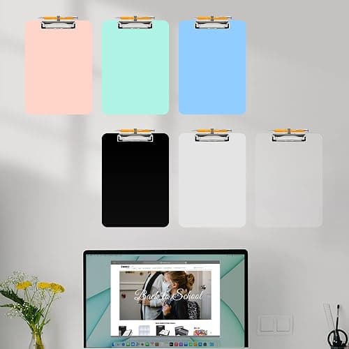 Sooez Plastic Clipboard with Pen Holder, [10% Thicker] Clip Boards 8.5x11” | with Low Profile Clip, Cute Hanging Clipboard, Standard Letter Size A4 for Women Kid Teacher, Office & School Supplies, Clear thumbnail 7