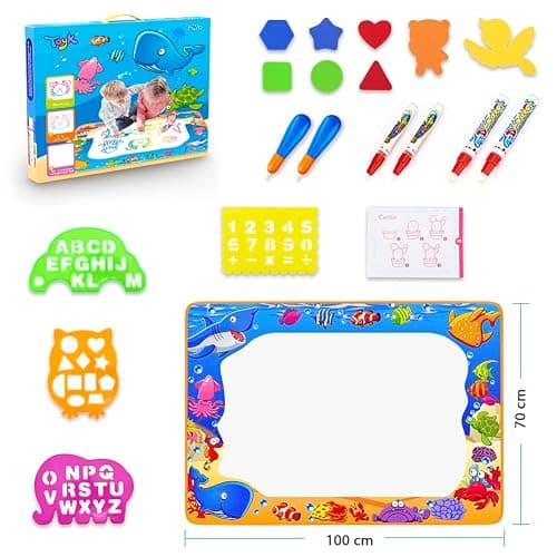 Water Doodle Mat - Kids Painting Writing Color Doodle Drawing Mat Toy Bring Magic Pens Educational Toys for Age 3 4 5 6 7 Year Old Girls Boys Age Toddler Gift thumbnail 2