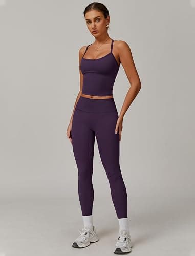 QBGJTD Womens Workout Sets Two Piece Cross Back Tank Top Matching High Waist Leggings Sets Gym Outfits Work Out Clothes thumbnail 6