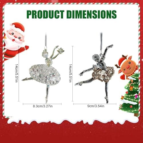 JOYWU Ballerina Christmas Tree Ornaments Set of 2 - Acrylic Ballet Girl Figurines with Different Poses, Shatterproof Hanging Decor for Xmas Holiday, Unique Gift for Dance Lovers thumbnail 6