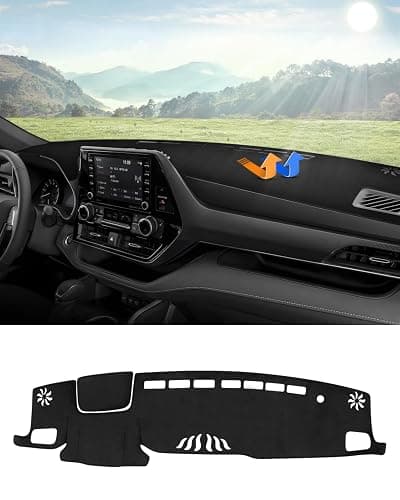Autorder Dashboard Cover Mat for Toyota Highlander 2020 2021 2022 2023 2024 2025 2026 Accessories Dash Cover Flannel Dash Mat Sunshade Glare UV Rays Protector(Compatible with or Without Display) - Image 1