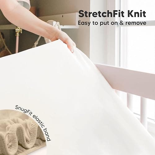 2-Pack Crib Sheets for Boys, Girls - Viscose Derived from Bamboo Fitted Crib Sheet, Baby Crib Sheets Neutral, Crib Mattress Sheet, Toddler Bed Sheets, Baby Sheets for Crib Fitted Sheets(Khaki) - Khaki thumbnail 6
