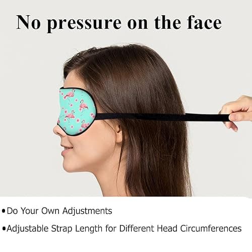 NOHSHE Pink Flamingo Eye Mask Sleeping Mask Tropical Pink Flowers Blue Sleep Masks Silky Soft Eye Cover for Women Men Shading Blindfold for Air Travel Sleeping thumbnail 4