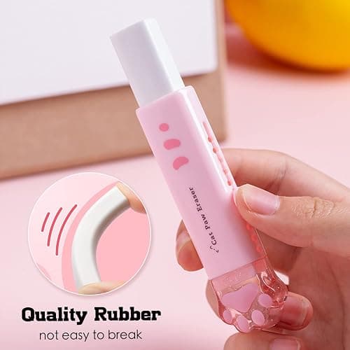 8 Pcs Cat Paw Shaped Retractable Erasers, Rainbow Pencil Eraser, Cute Rubber for Kids, Push-Pull Rubber Eraser for Students Writing Office School Supplies thumbnail 5