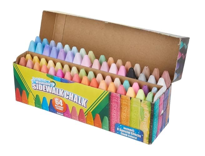 Crayola Ultimate Washable Chalk Collection (64ct), Bulk Outdoor Sidewalk Chalk for Kids, Anti-Roll Sticks, Outdoor Activities & Toys for Kids, Ages 3, 4, 5 thumbnail 6