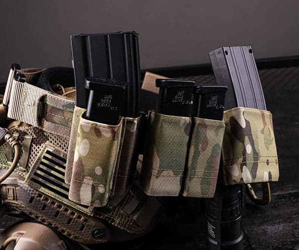 KRYDEX 5.56mm Magazine Pouch + 9mm .45 Pistol Mag Pouch Combo MOLLE Mag Holders with Quick Release Mag Pouch Insert thumbnail 8