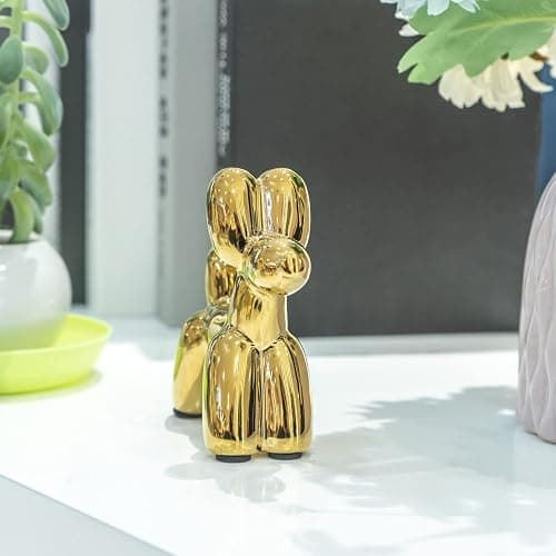 Notakia Cute Ceramics Balloon Dog Statue Crafts Living Room Desktop Decorations,Handmade Modern Small Ceramic Animal Statue Ornament Home Decor Accents thumbnail 8