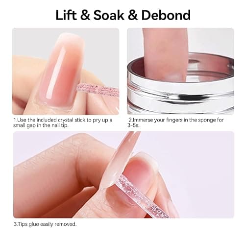 BORN PRETTY 80ML Nail Glue Remover for Press on Nails, 5s Quick Remover Fake Nails with Cuticle Pusher, Easy Remover for Acrylic Tips Nail Glue Fast Acting Adhesive Debonder Acetone-Free thumbnail 3