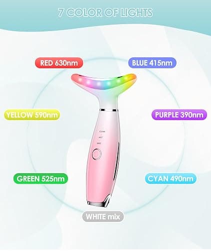 ELISHINE 7 Color Neck Face Massager - Facial Massager Tool for Skin Care at Home, Vibrating Face Massager with Thermals, Pink thumbnail 3