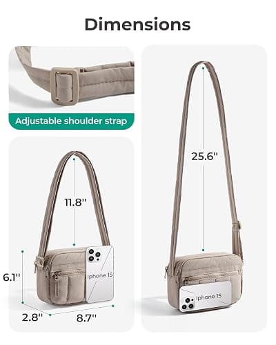 BAGSMART Cross Body Purse, Mini Crossbody Bags for Women Travel Purse, Puffy Shoulder Handbag Wallet with RFID Blocking Slots, Brown-small thumbnail 3