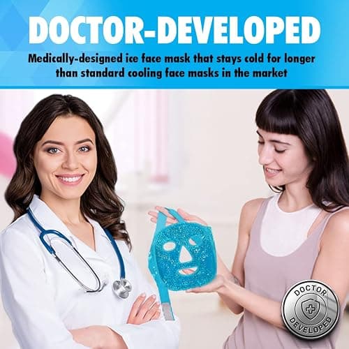 Perfect Remedy Face Ice Pack, Reusable Hot & Cold Ice Face Mask, Gel Compress for Helping with Puffy Eyes and aiding in Conditions of Swelling, Facial Spa Cooling Mask for Women and Men (Blue) thumbnail 6