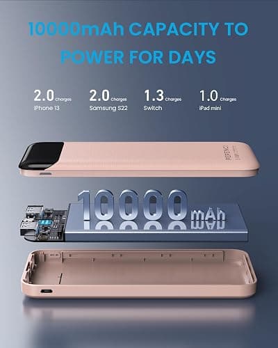 Portable Charger, 10,000 mAh Power Bank, USB C in&Out Fast Charging Battery Pack Compatible with iPhone 15/15 Plus/15 Pro/15 Pro Max, iPhone 14/13/12 Series, Samsung Galaxy etc.-Pink thumbnail 8