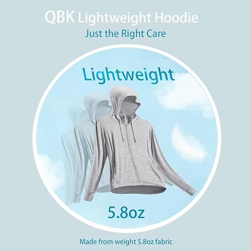 QBK Light Weight Zip Up Hoodie Thin Summer Jacket For Women - Light Grey - Small thumbnail 2