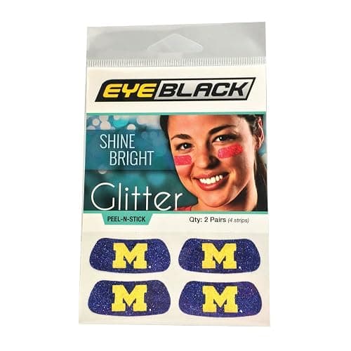 Michigan Wolverines NCAA Glitter Eye Black Strips, Perfect for Game Day and Tailgate (2 Pairs) thumbnail 2