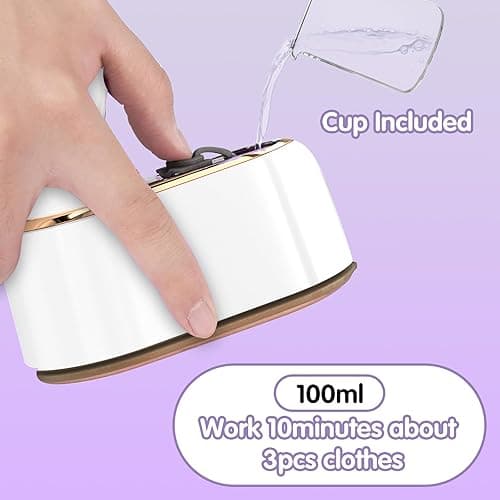 Travel Steamer Iron for Clothes Mini - Portable Ironing Machine Travel Small Size Portable Steamer Travel College Dorm Home Essentials Steamer for Clothes(White) - 6.1*3*4.2 in - White thumbnail 5