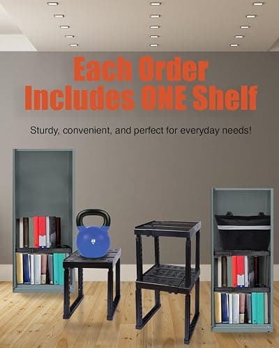 Piffny Locker Organizer Shelf， Adjustable Width and Height, Stackable, Ideal Locker Shelf for School, Office, Gym Lockers, or Even Kitchen Cabinets & Under Sink Organization (White 1 Pack) thumbnail 5