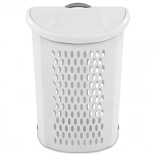 Wheeled Laundry Hamper with Retractable Handle, Plastic Rolling Laundry Basket for Easy Transport, Large 2-Bushel Capacity Clothes Hamper. Suitable for Laundry Rooms, Bathrooms, and Dormitories. White - Image 1