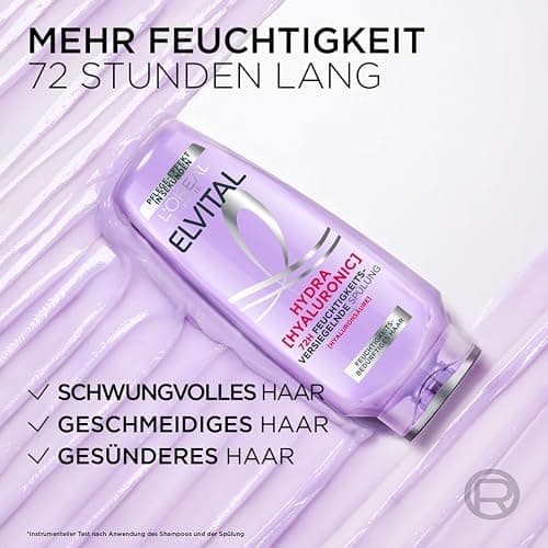 L'Oréal Paris Elvital Germany's Next Topmodel Haarpflege-Routine für feuchtigkeitsbedürftiges Haar: Hydra Hyaluronic Set mit Shampoo 300ml, Spülung 250ml, Serum 150ml und Maske 300ml thumbnail 4