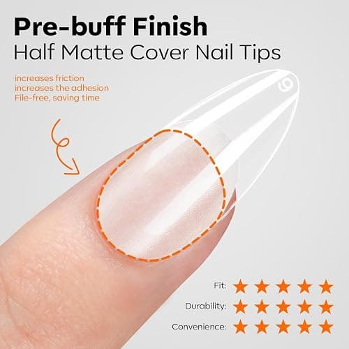 modelones Gel Nail Kit Almond, Upgrade 15Sizes Fake Nails, 9-in-One Glue Dehydrator & Mini U V Light Clipper, 510Pcs Medium Almond Press on Tips for Extension DIY Salon Home Gift thumbnail 8