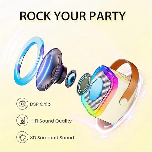 Karaoke Machine for Kids,2025 New Mini Portable Karaoke Toys, Karaoke Speaker with 2 Wireless Mics & Light for Home Party for Adults,Birthday Gifts for Girls and Boy Age 3-12 +Year Old (White-2 M IC) thumbnail 3
