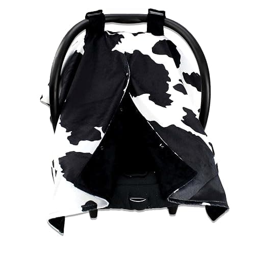 Dear Baby Gear Car Seat Cover for Boys & Girls - Baby Carseat Canopy w/Snap Opening - Infant Seat Cover - Stroller & Nursing Covers - Newborn Carrier Canopy - 40x30 (Black and White Holstein Cow) - Image 1