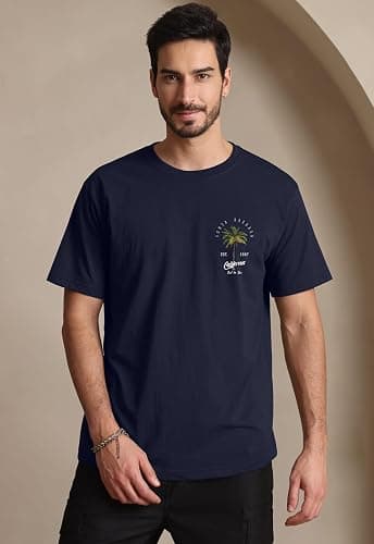 Mens Graphic T-Shirts Short Sleeve Palm Tree Print Summer Top Crewneck Cotton Casual California Tees for Men thumbnail 2