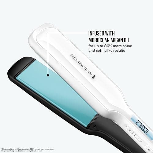 Remington Shine Therapy Wide (45mm) Floating Plate Hair Straightener with Advanced Ceramic coating infused with Moroccan Argan Oil for sleek & smooth glide, 9 settings 150°C–230°C, S8550 thumbnail 6
