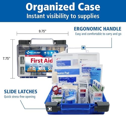 First Aid Only 91248 OSHA-Compliant First Aid Kit, All-Purpose 50-Person Emergency First Aid Kit for Business, Worksite, Home, and Car, 260 Pieces thumbnail 5