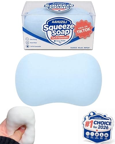 AAHUZGJ Crunchy Soap Squishy ASMR Bead Filled Realistic Handmade Bar Soap, Crunchy Soap Squishy Asmr Stress Ball, Realistic Bar Soap Shape Bead, Filled Crunchy Squishy Stress Ball(Blue) - Image 1