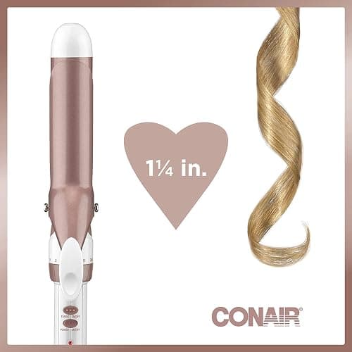 Conair CD702GNC Double Ceramic 1.25 Inch Curling Iron, 1 1/4 inch barrel creates loose curls – for short, medium, and long hair, High heat 375°F, Instant heat up, Anti-frizz control, Dual voltage hair curler thumbnail 4