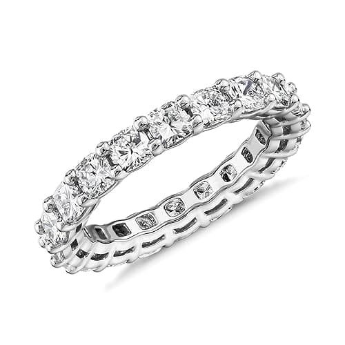 PAVOI 14K Gold Plated Eternity Ring for Women - Square-Cut Cubic Zirconia Rings - Stackable Love Wedding Band - Image 1